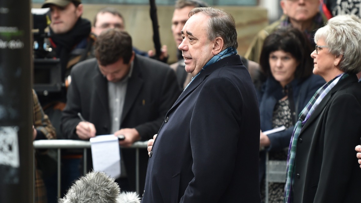 Alex Salmond makes a statement outside court. Pic: Jeff J Mitchell/Getty Images