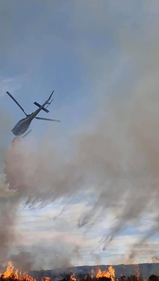 Blaze: A helicopter was called to douse the flames.
