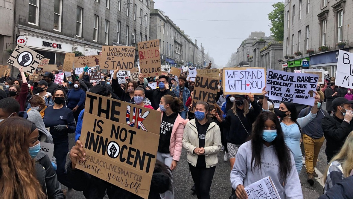 Hundreds gather for Black Lives Matter protest in Aberdeen