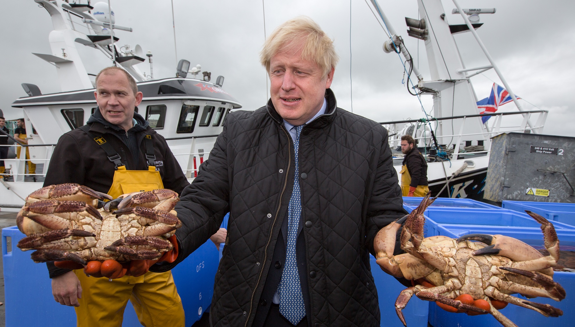 Boris Johnson: Visiting fishermen in Stromness, Orkney. (Getty Images)