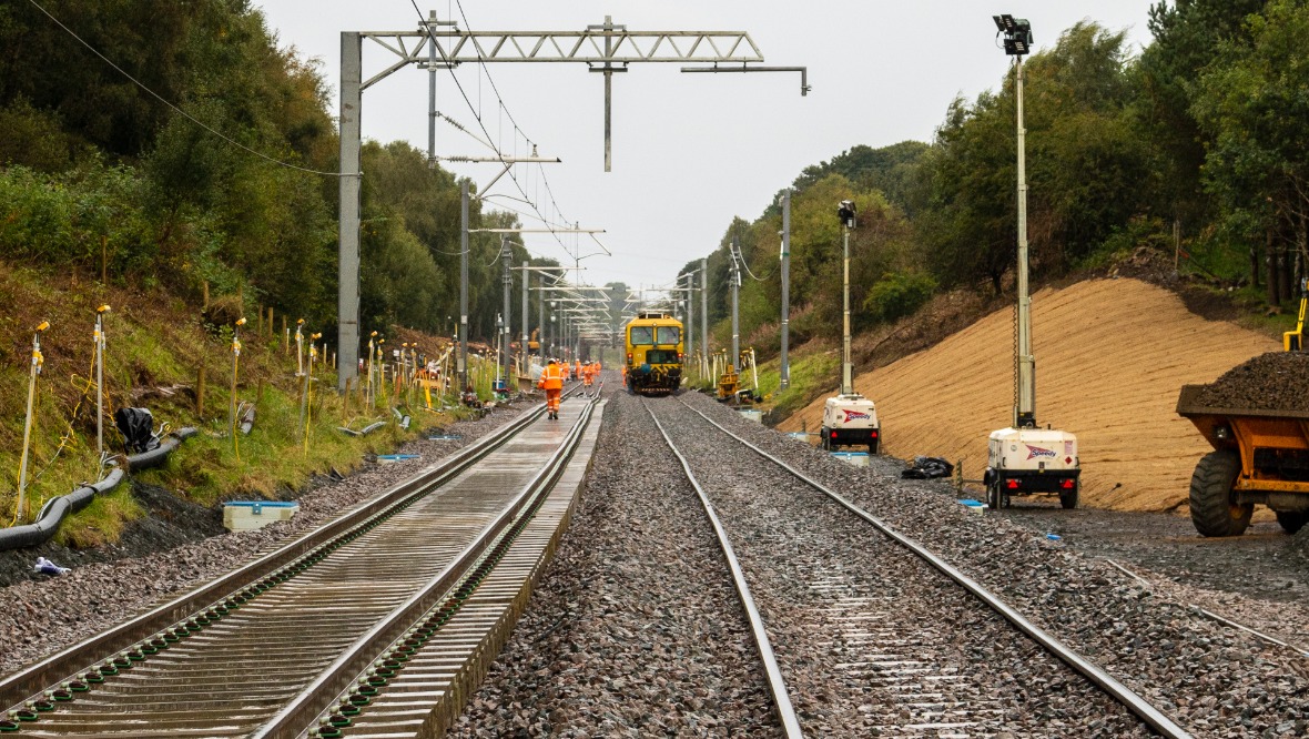 Reopen: The Edinburgh to Glasgow railway line. <strong>NETWORK RAIL</strong>”/><cite class=cite>Network Rail</cite></div><figcaption aria-hidden=true>Reopen: The Edinburgh to Glasgow railway line. <strong>NETWORK RAIL</strong> <cite class=hidden>Network Rail</cite></figcaption></figure><p>Transport secretary Michael Matheson added: “There was very extensive damage caused to the line when the Union Canal breached and there’s been a massive amount of work put in over the course of the last couple of weeks to get the repairs carried out.</p><p>“So I’m absolutely delighted that the progress has been made at such a pace which has allowed the line to get opened ahead of schedule, and to get services returning to normal between Glasgow and Edinburgh.”</p><div class=
