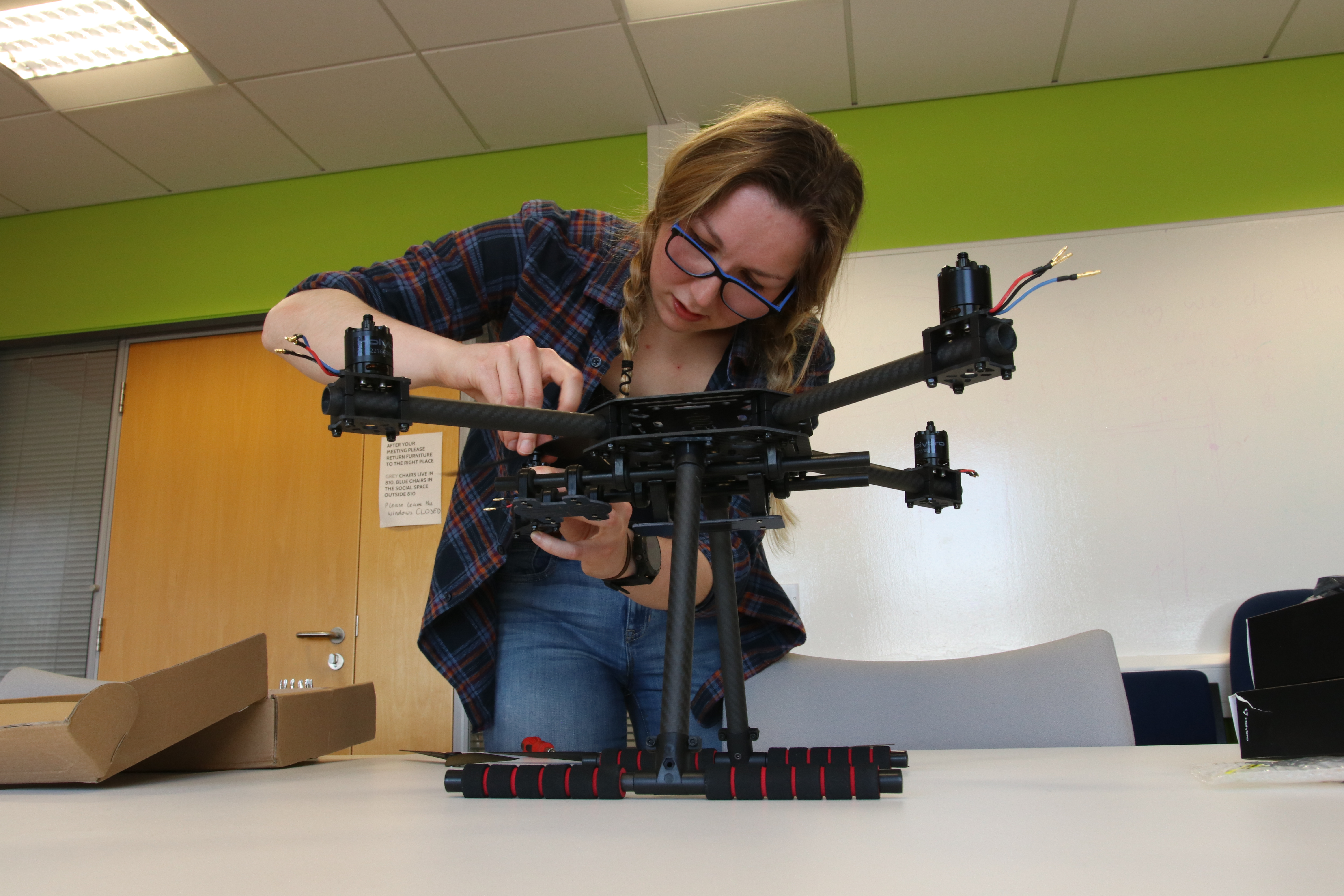 Project: Sophie Barrack working on her drone. 