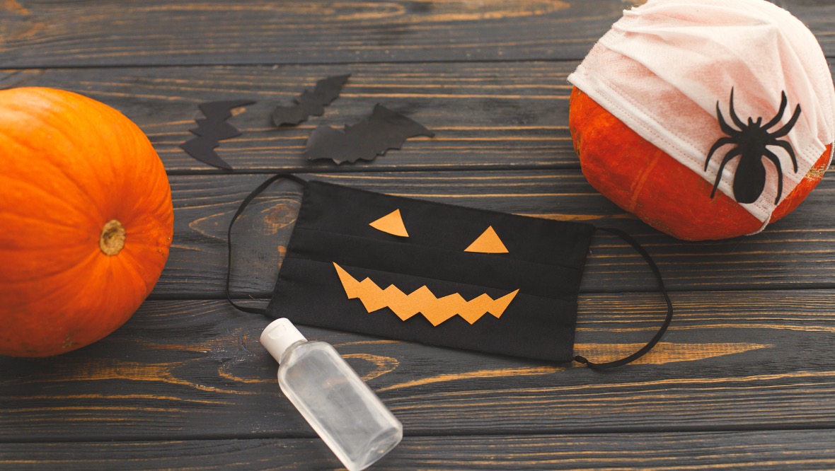Add a bit more fun to face masks with a spooky theme.