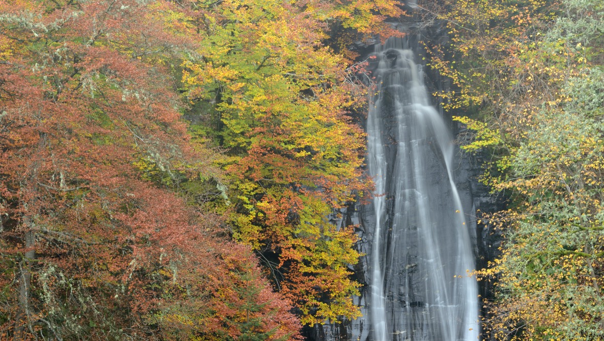 Autumn: The Falls of Acharn near Loch Tay.