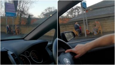 Driver spots locals having cup of tea on council border