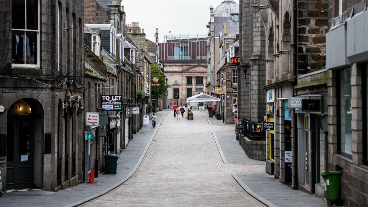 A general view of Aberdeen city centre during its local lockdown in August.