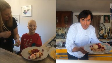 Celebrity chef gives cookery class to young cancer survivor