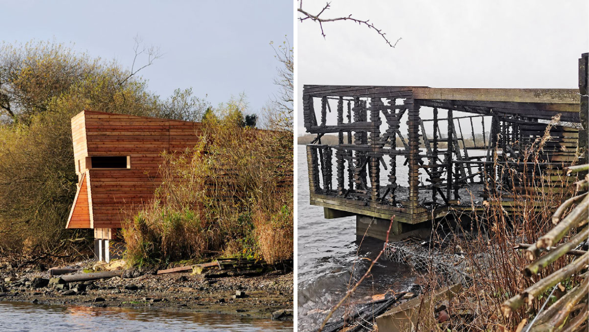 Award-winning bird hide destroyed in ‘deliberate’ fire