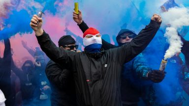 Rangers fans break lockdown for ‘title party’ outside Ibrox