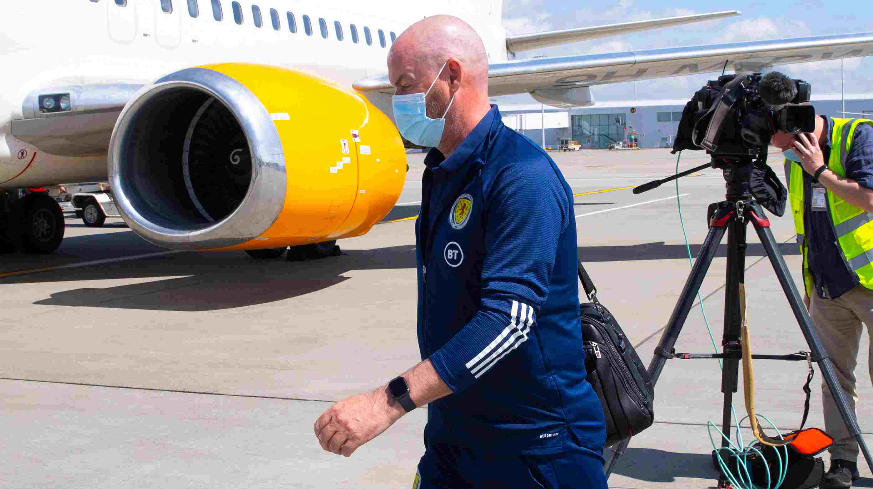 Scotland's manager Steve Clarke is pictured as Scotland depart for Spain for a training camp ahead of EURO 2020 from Glasgow Airport, on May 27, 2021, in Glasgow, Scotland.  (Photo by Alan Harvey / SNS Group)