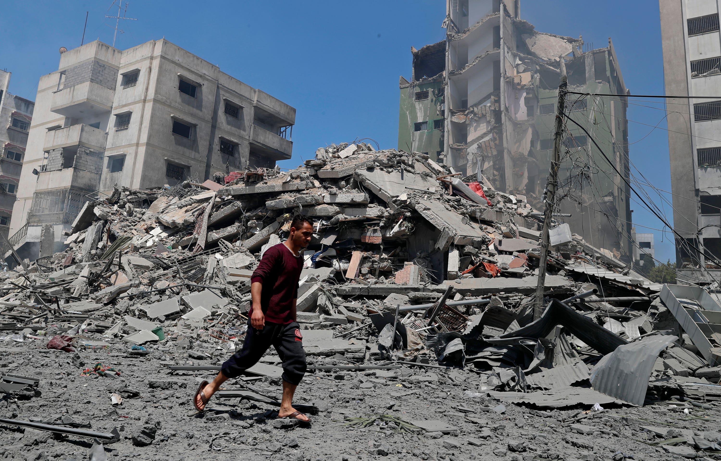 Gaza City was targeted by in a fresh Israeli air strike on Sunday (Adel Hana/AP)