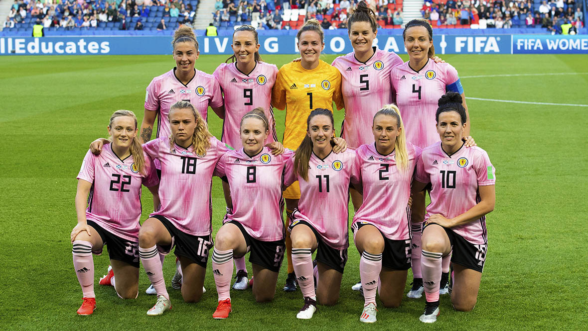 Scotland team photo ahead of World Cup match against Argentina.