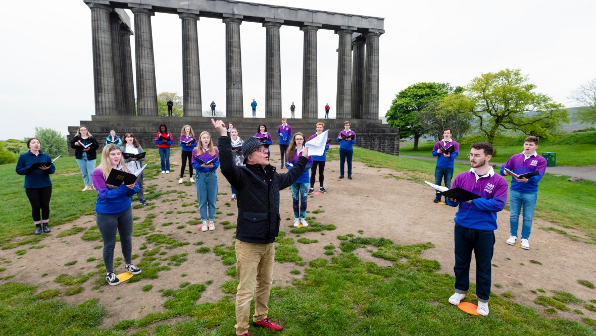 National Youth Choir of Scotland: Members performed on Calton Hill.