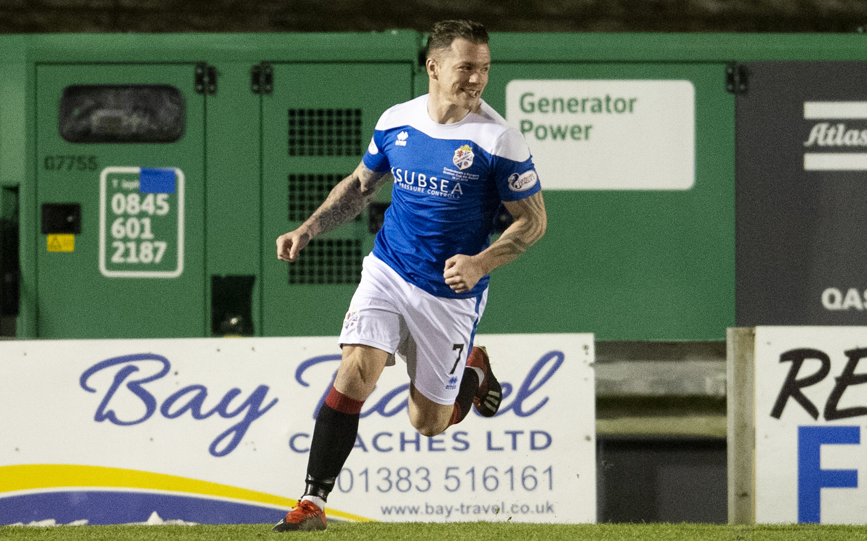 David Cox celebrates scoring against Rangers in the Scottish Cup in 2019.