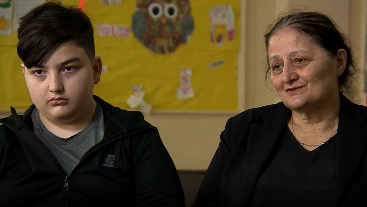 Family: Giorgi with grandmother Ketino Baikhadze.