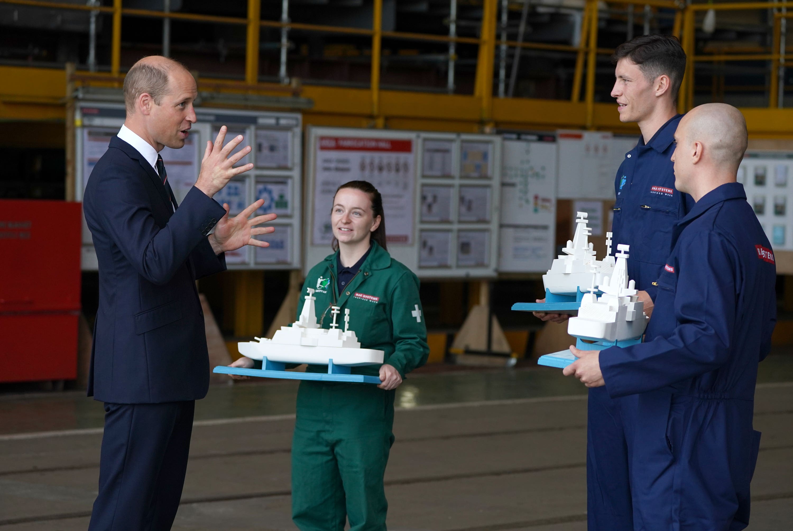 Models of warships were given to William as gifts.