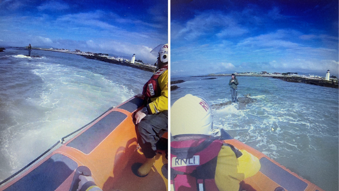 Schoolgirl rescued after being stranded on rocks off coast