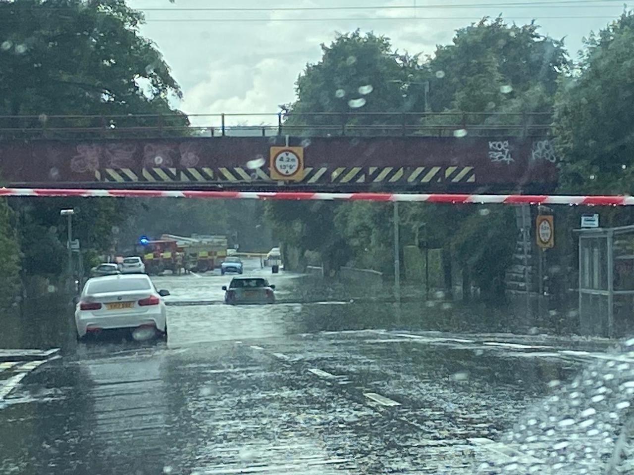Heavy flooding on the south side of Glasgow on Sunday.