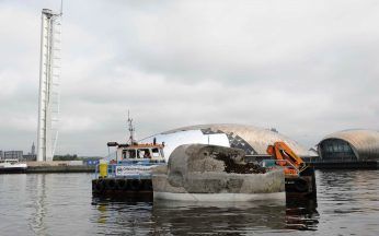 Floating head sculpture back on display after 33 years