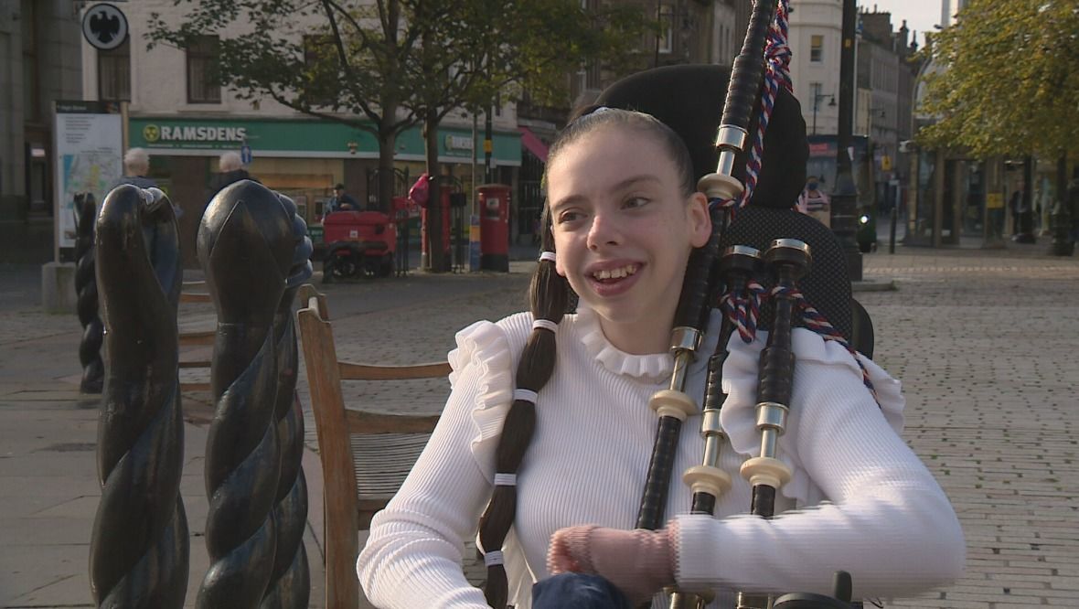 Talented: Katie took up bagpiping earlier this year.