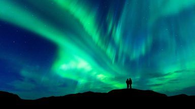 Spectacular night sky on the horizon as Aurora Borealis and Perseids meteor shower visible in Scotland