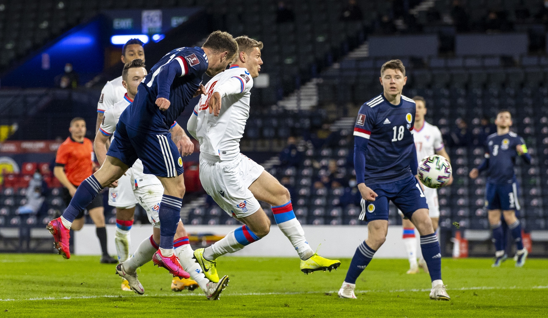 The result wasn't in doubt by this stage, but Ryan Fraser made Scotland's goal difference a bit healthier by heading home from a cross.