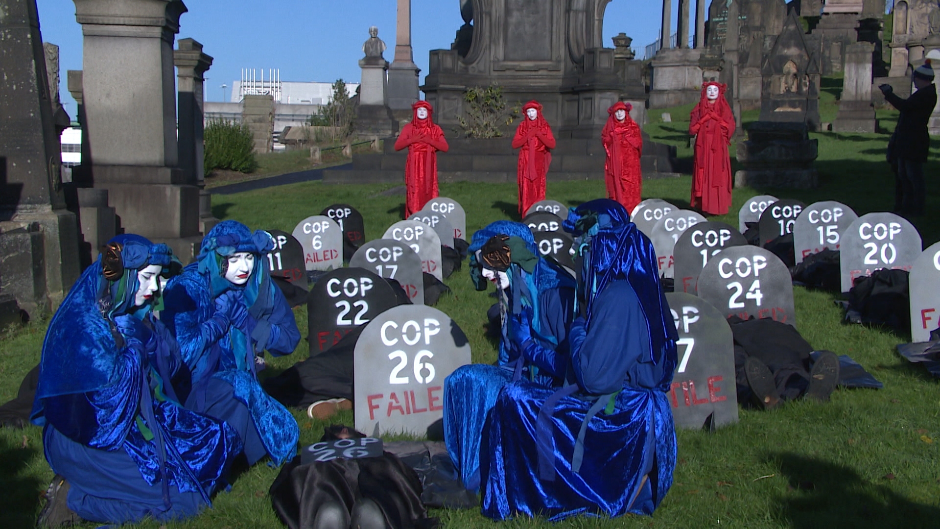 Glasgow: Extinction Rebellion activists held a protest at the city's Necropolis on Saturday.