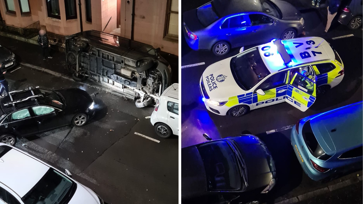 Car flipped on city street after crash on Christmas Eve
