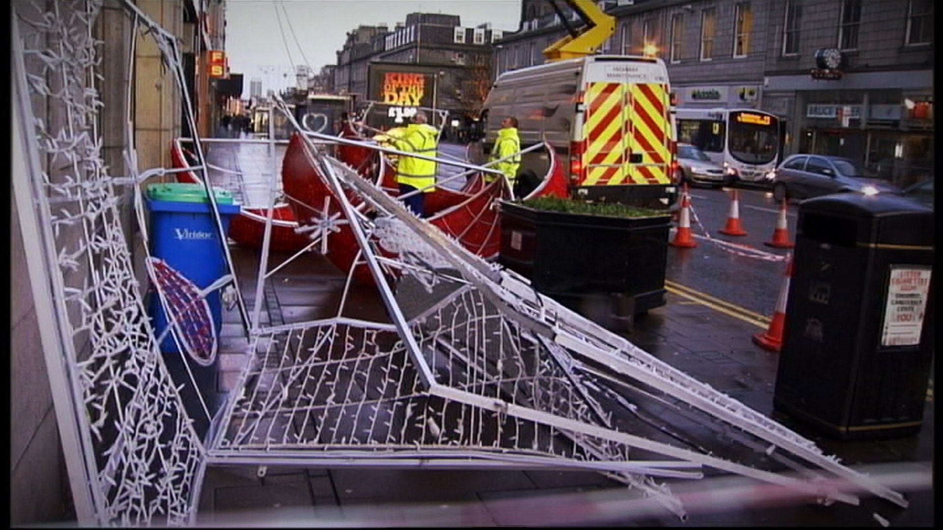 Hurricane Bawbag brought the Christmas lights down in Aberdeen.