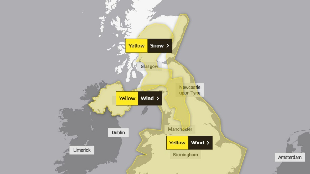 Tuesday: The yellow weather warnings.