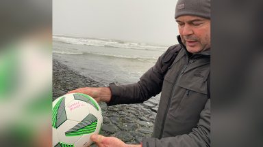 Football kicked into River Tay during game washes up in Netherlands