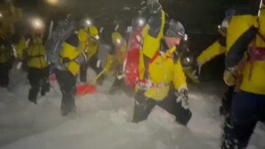 Mountain rescue teams battle blizzard after man injured in avalanche