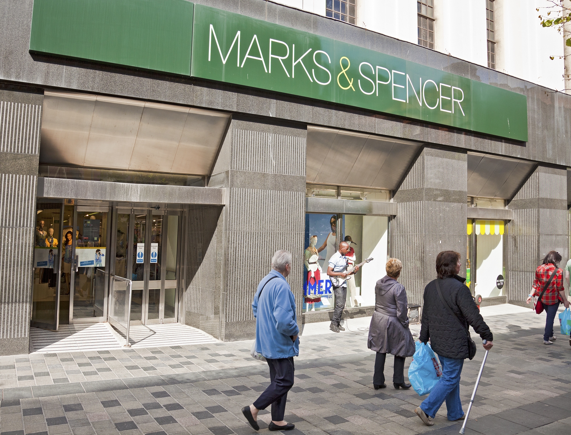 Main entrance and frontage of a Marks and Spencer shop in Sauchiehall Street, Glasgow, 2011.