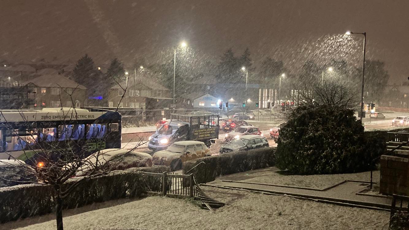 Snowfall in Cardonald. 