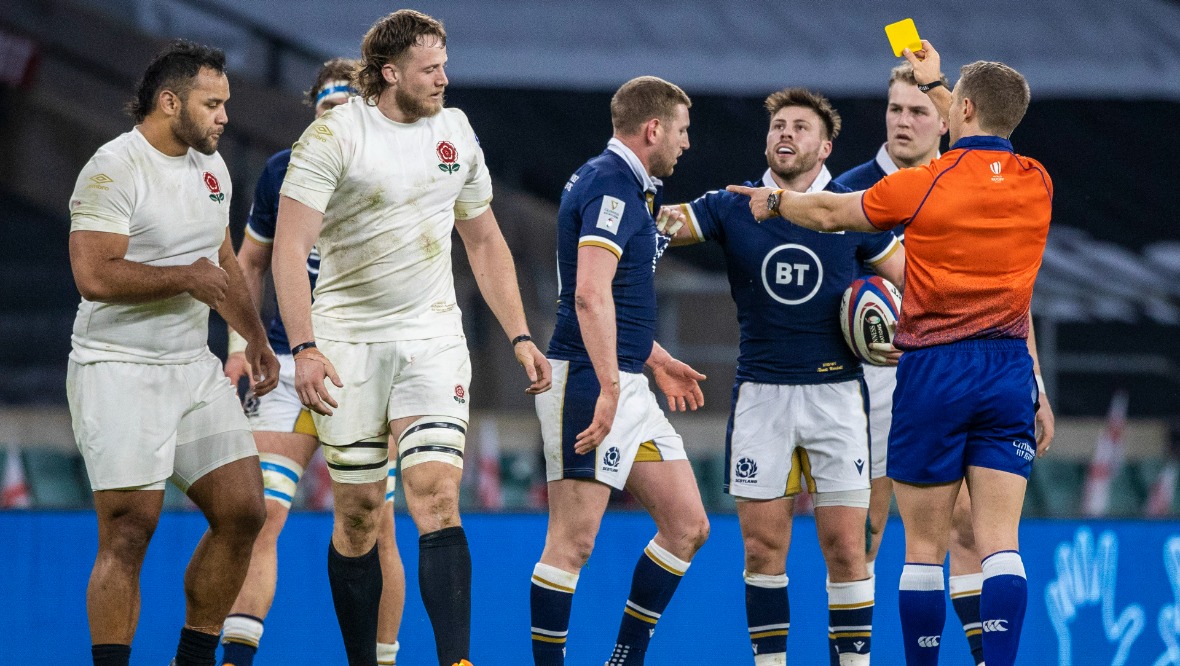 England's Billy Vunipola is sent to the sin bin.