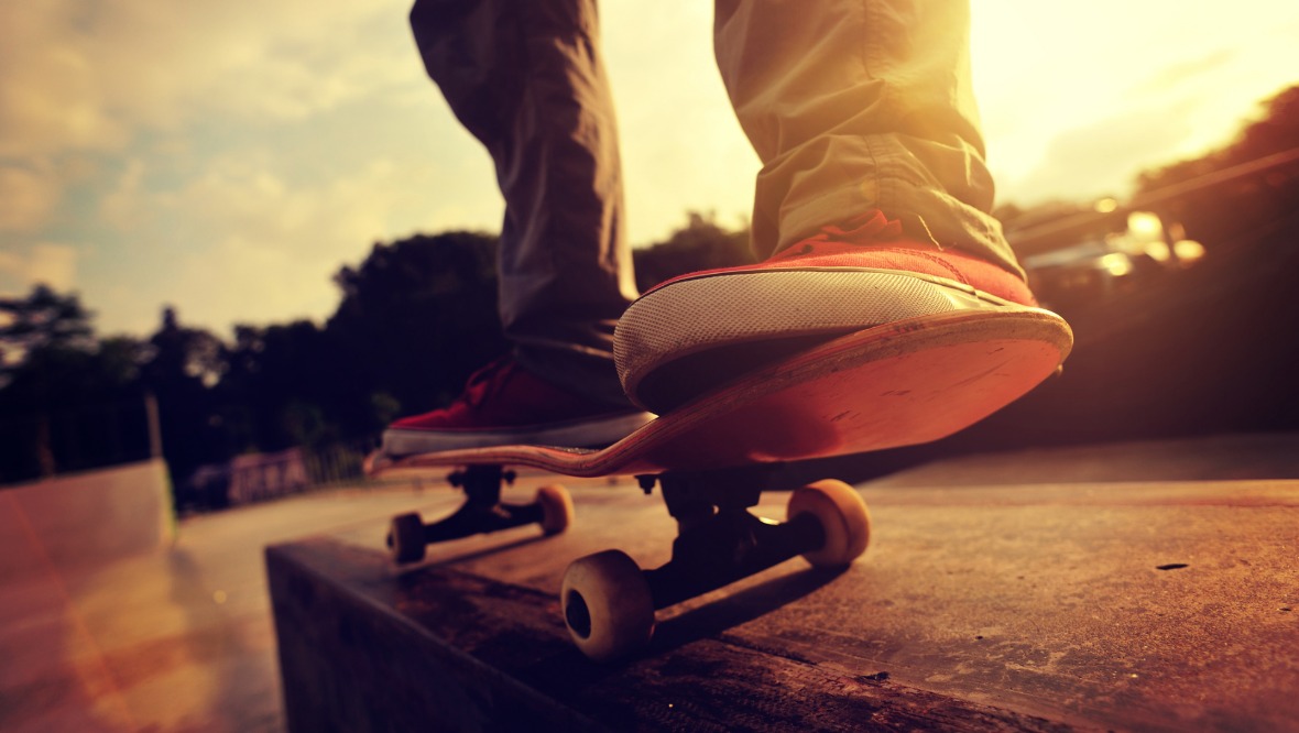 Stock image of a skateboarder.