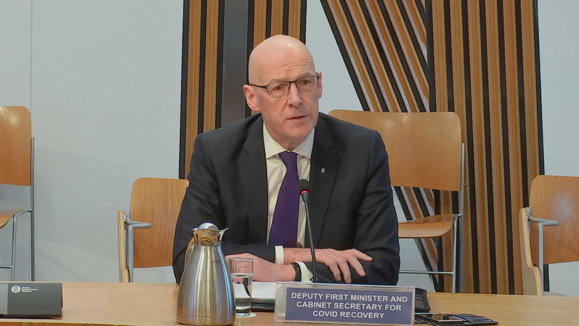 The deputy first minister was giving evidence at Holyrood. (Scottish Parliament TV)