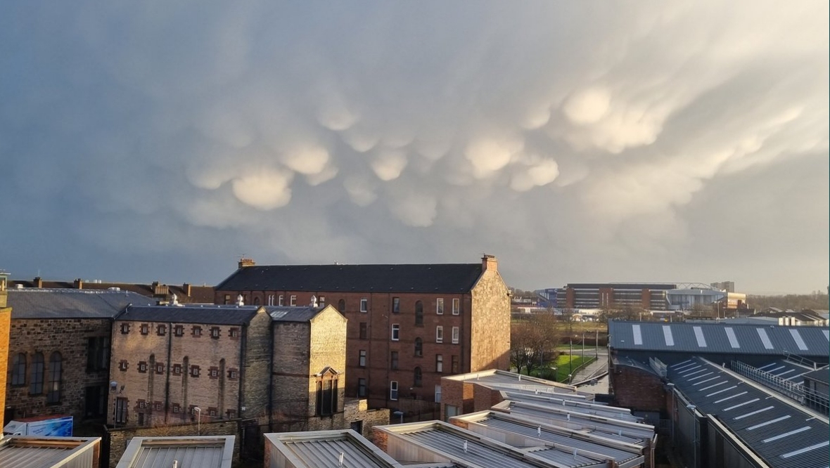 Mammatus clouds have been spotted in the Glasgow sky. 