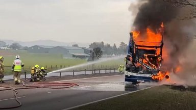 A90 fire: Pupils evacuated to safety after school bus goes up in flames between Dundee and Perth