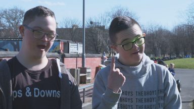 Teenagers with Down’s syndrome, Aiden Jaconelli and Sean Craighead, get on their bikes thanks to Free Wheel North