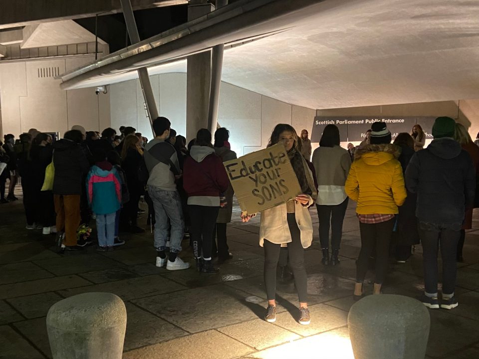 Crowds gather in Edinburgh to pay respect to Sarah Everard a year on from her murder in London