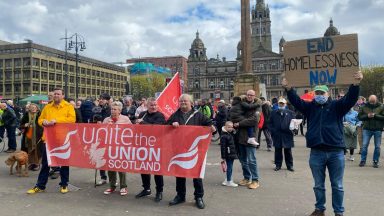Cost of living protest in Glasgow’s George Square calls for action on poverty