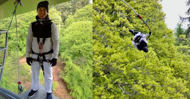 Frenchman Francois-Marie Dibon smashes world bungee jump record off Garry Bridge in Perthshire