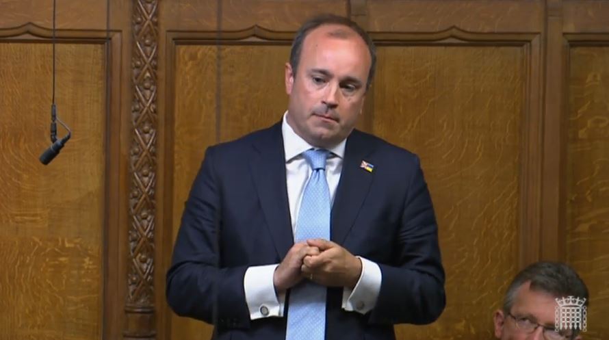 Conservative MP Aaron Bell asked the PM if he asked Sue Gray not to publish the report. (UK Parliament TV)