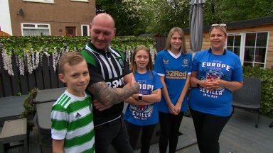 Family turns Celtic pub into Rangers bar for Europa League final