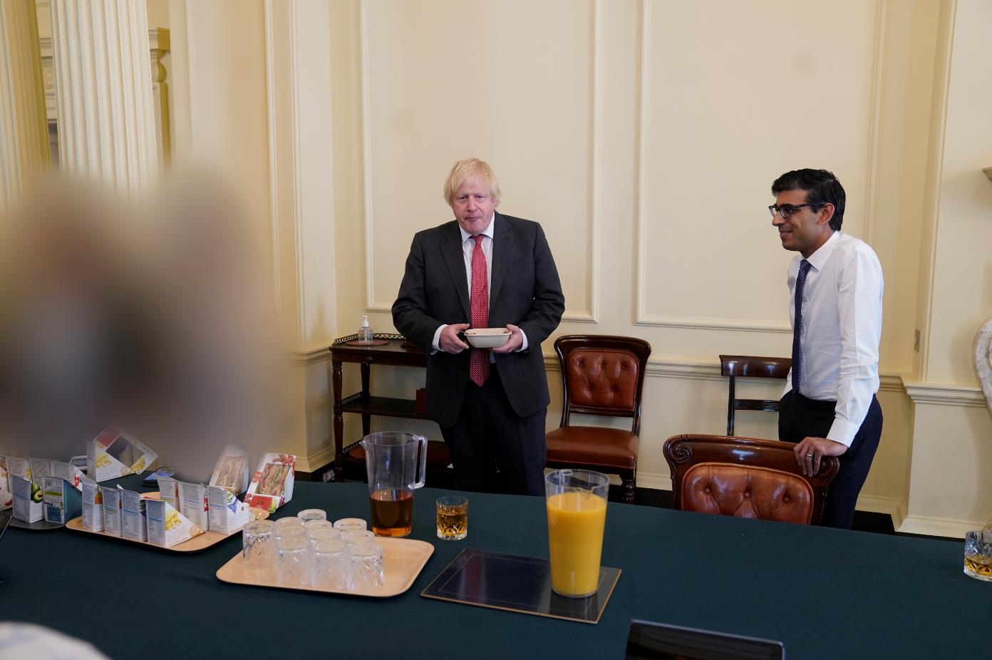 Boris Johnson was photographed in the Cabinet room with Rishi Sunak in June 2020. 
