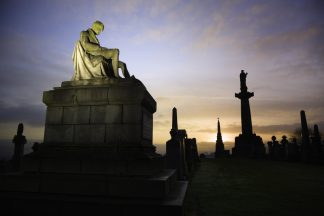 City of the dead: Victorian era Necropolis looking down on Glasgow city centre