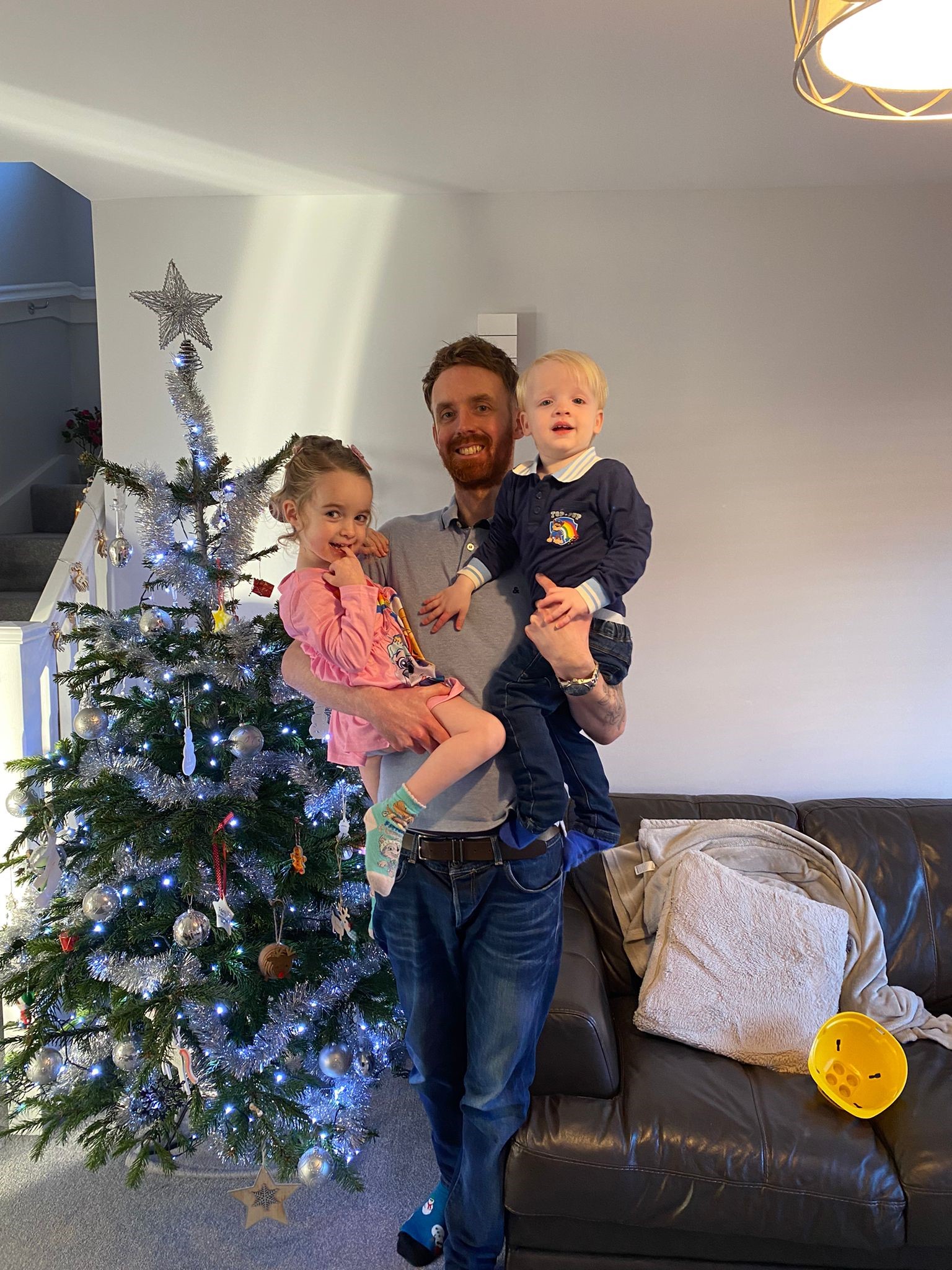 Stewart with daughter Isla and son Finley. 