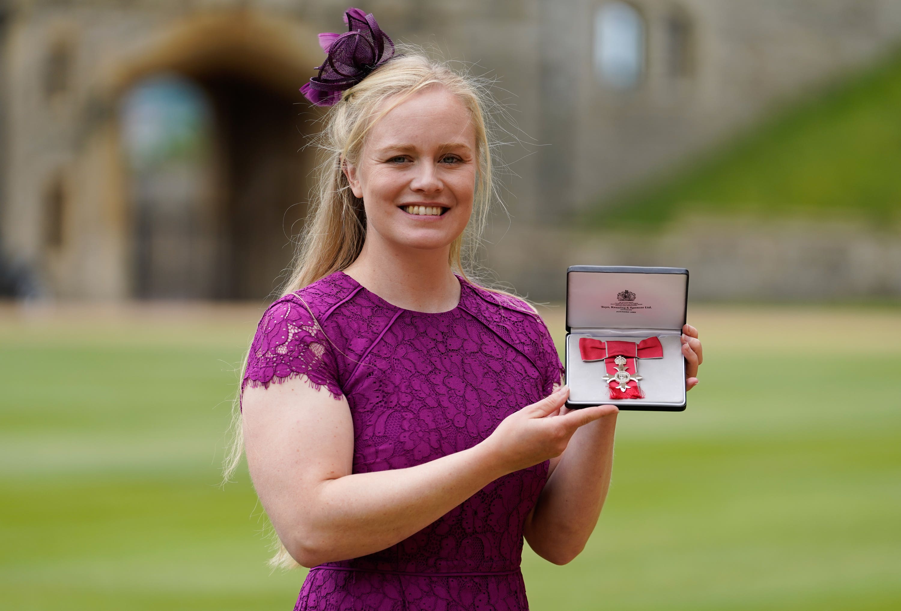 Laura Sugar with her MBE at Windsor Castle.