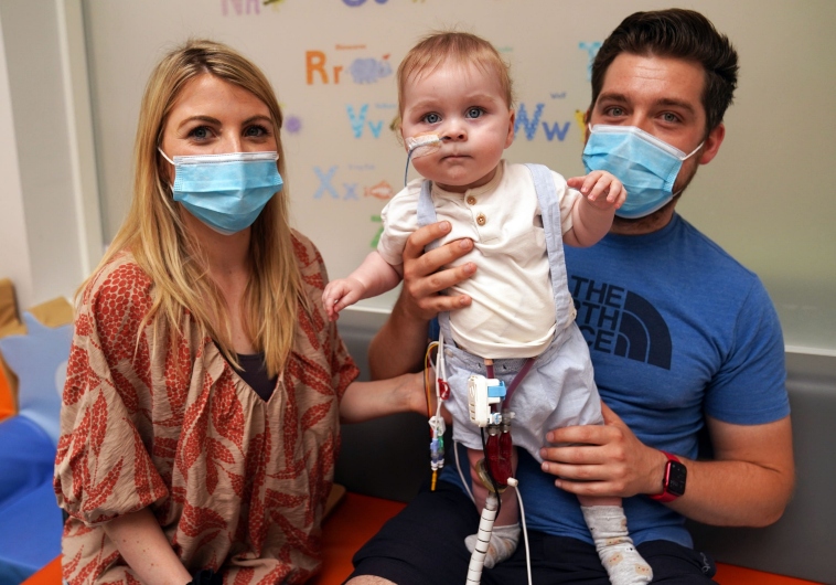 Cillian Myles and partner Lesha Comer, from Galway, Ireland, with their one-year-old son Luke.